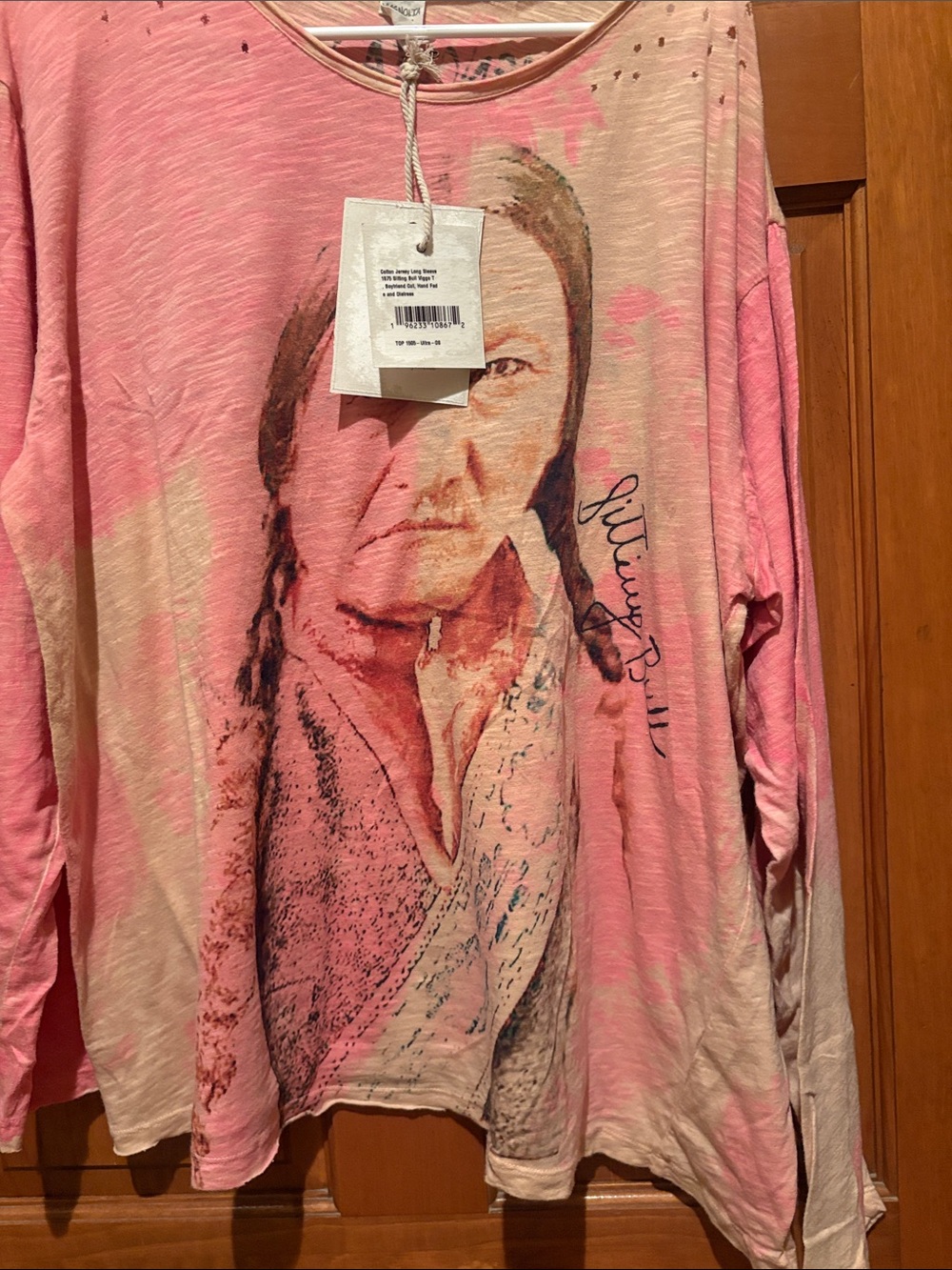 Magnolia Pearl Pink Graphic Long Sleeve Tee with Native Portrait - Picture 5 of 5